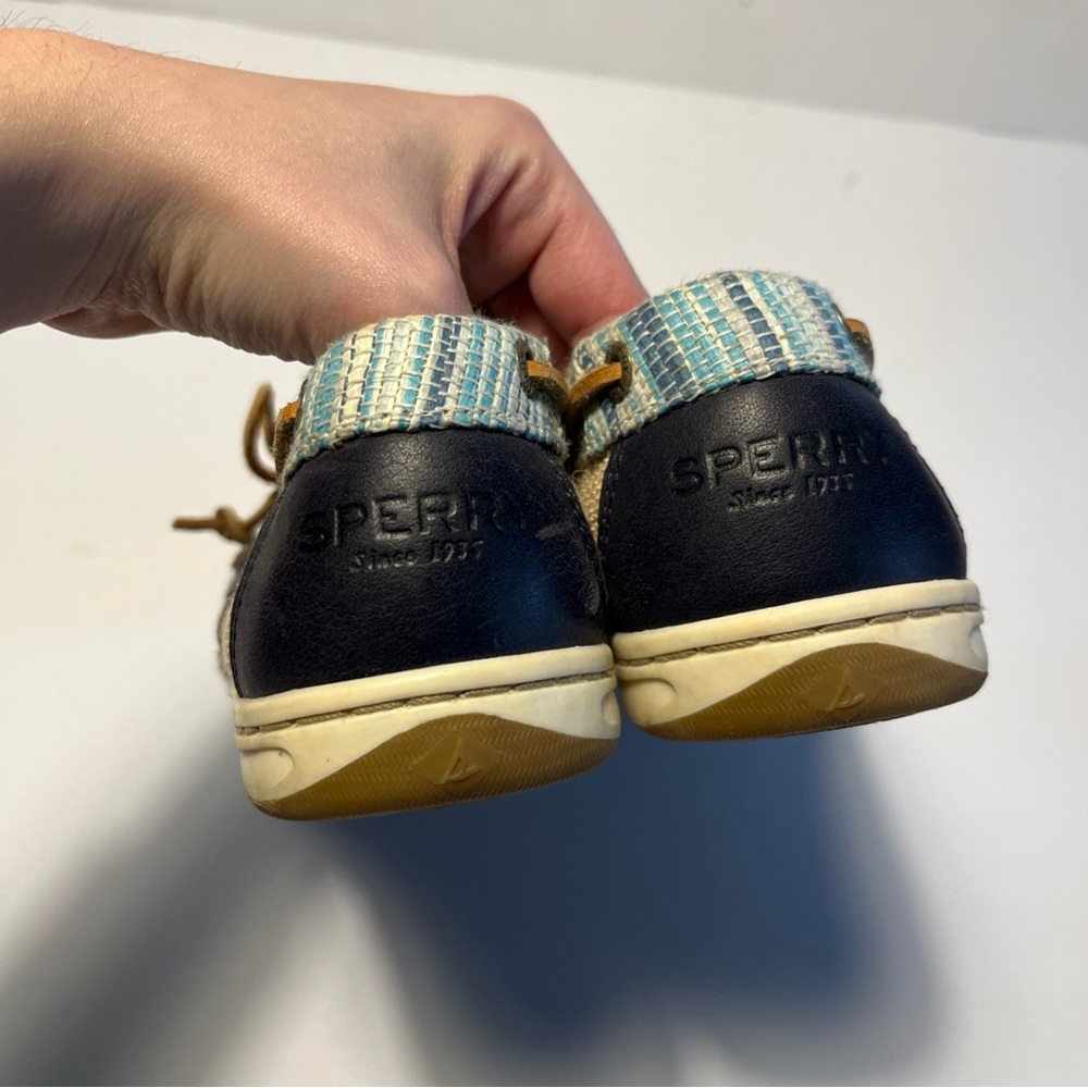 Sperry Women's Topsider Angelfish Boat Shoes Navy Leather Tweed Size 7.5 - Picture 4 of 5
